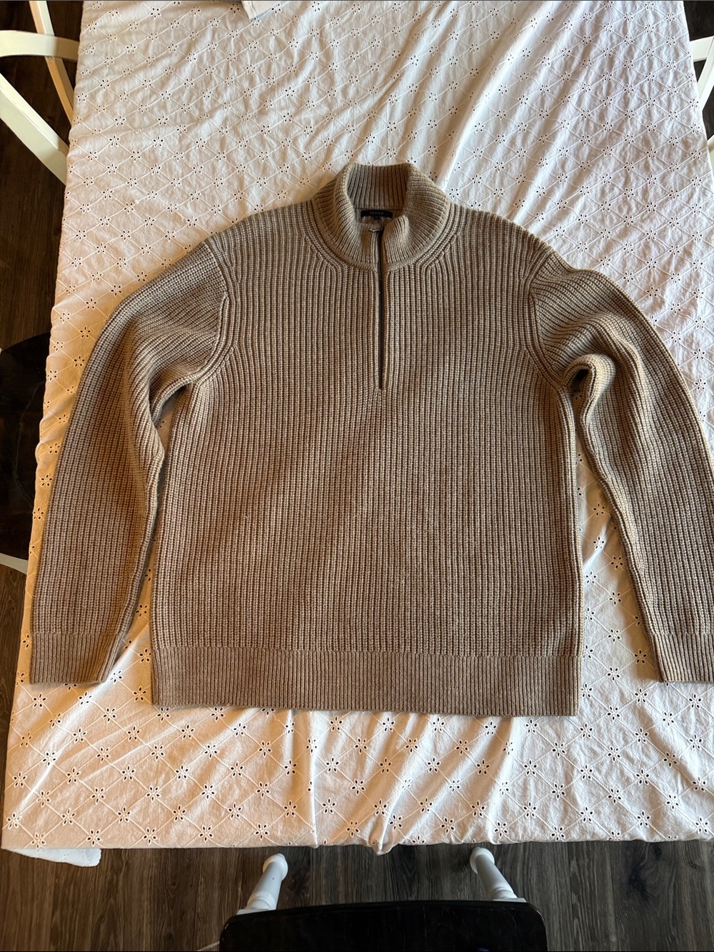 Quince Australian Merino Wool Men’s half zip sweater - Malted Toffee XL